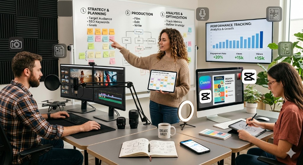 Strategic media development in studio environment